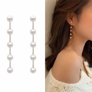 Pearl Long Tassel Earrings